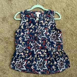 Loft Navy Printed Blouse
